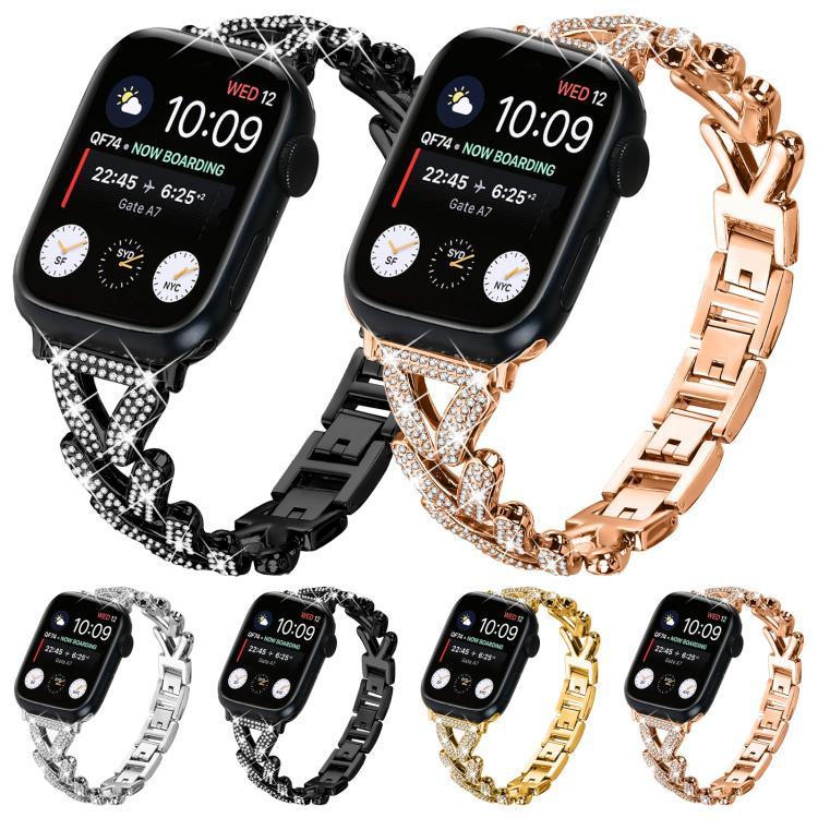xDfind 小型ツイストダイヤモンドメタルウォッチバンド、Apple Watch 38 / 40 / 41 / S10 42mm 20mm用