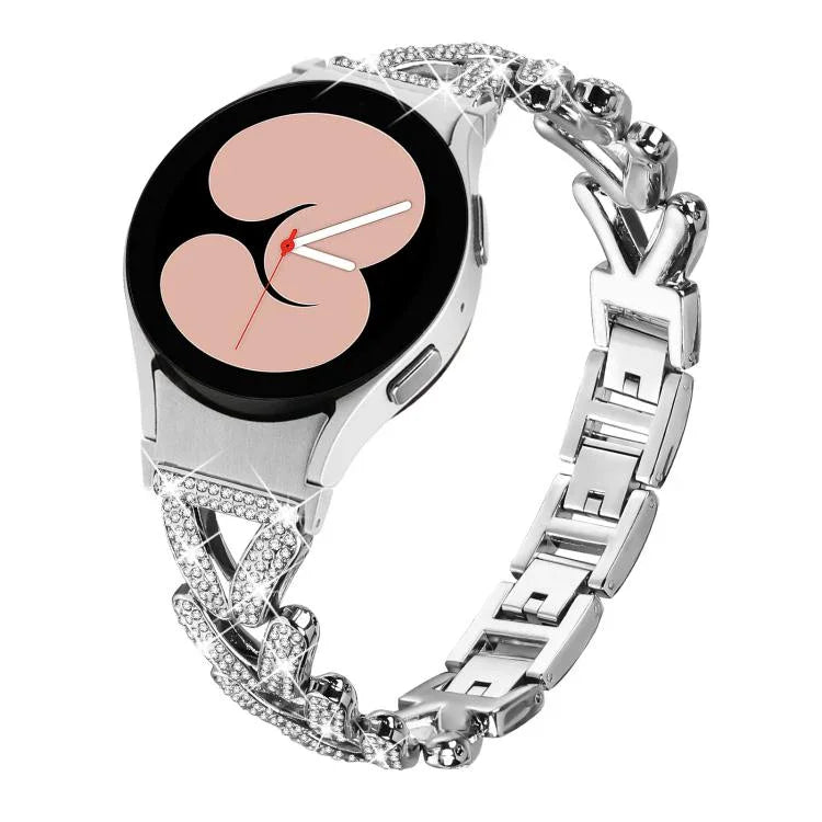 20mm xDfind スモールツイストダイヤモンドメタルウォッチバンド、Samsung Galaxy Watch FE/7/6/5/4 Classic用