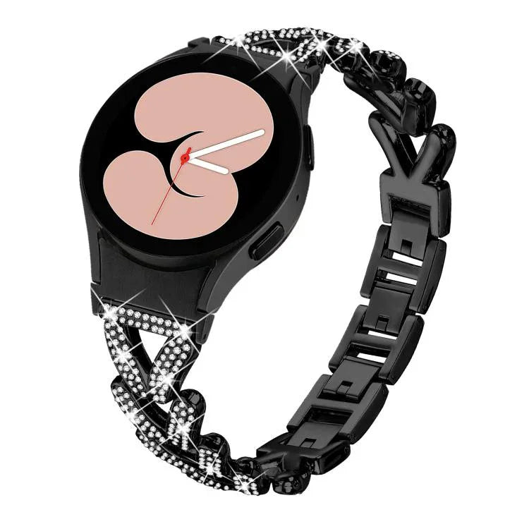 20mm xDfind スモールツイストダイヤモンドメタルウォッチバンド、Samsung Galaxy Watch FE/7/6/5/4 Classic用