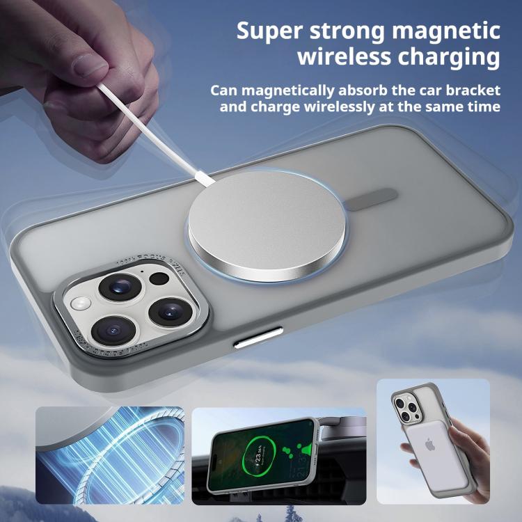 Kalebol Metal Lens Frame MagSafe Frosted PC Phone Case, For iPhone 16 Pro, For iPhone 16 Plus, For iPhone 16, For iPhone 15 Pro Max, For iPhone 15 Pro