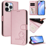 Litter Panda エンボス加工 RFID レザー電話ケース ストラップ付き、iPhone 17e / 16e 用、iPhone 17 Pro Max 用、iPhone 17 Pro 用、iPhone 17 用、iPhone Air 用、iPhone 16 Pro Max 用、iPhone 16 Pro 用、iPhone 16 Plus 用