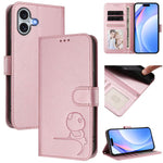 Litter Panda エンボス加工 RFID レザー電話ケース ストラップ付き、iPhone 17e / 16e 用、iPhone 17 Pro Max 用、iPhone 17 Pro 用、iPhone 17 用、iPhone Air 用、iPhone 16 Pro Max 用、iPhone 16 Pro 用、iPhone 16 Plus 用