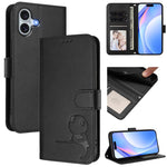Litter Panda エンボス加工 RFID レザー電話ケース ストラップ付き、iPhone 17e / 16e 用、iPhone 17 Pro Max 用、iPhone 17 Pro 用、iPhone 17 用、iPhone Air 用、iPhone 16 Pro Max 用、iPhone 16 Pro 用、iPhone 16 Plus 用
