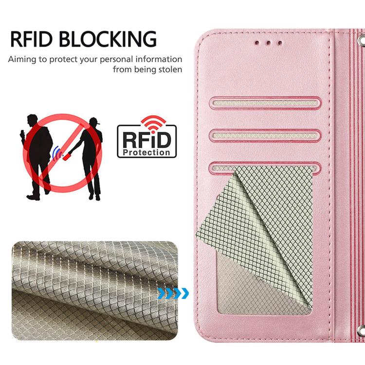 Litter Panda エンボス加工 RFID レザー電話ケース ストラップ付き、iPhone 17e / 16e 用、iPhone 17 Pro Max 用、iPhone 17 Pro 用、iPhone 17 用、iPhone Air 用、iPhone 16 Pro Max 用、iPhone 16 Pro 用、iPhone 16 Plus 用
