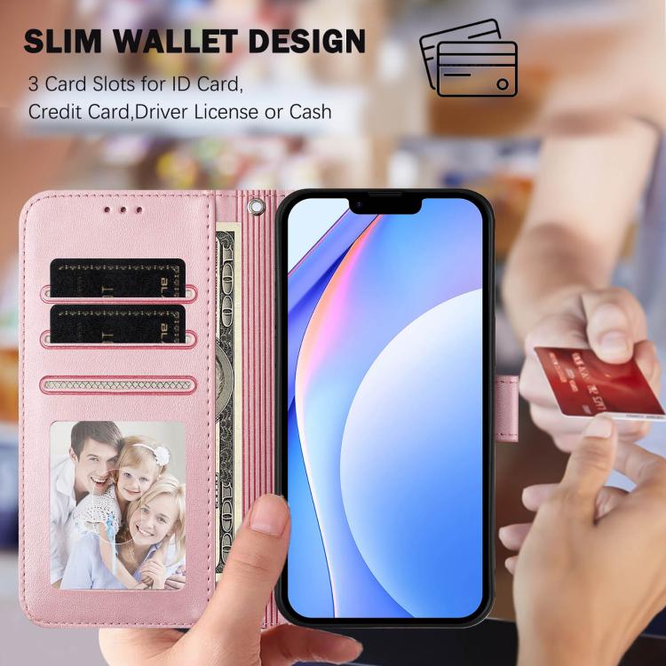 リトルパンダ型押し RFID レザー製スマホケース ストラップ付き、iPhone 11 Pro Max用、iPhone 11用、iPhone 11 Pro用、iPhone X / XS用、iPhone XR用、iPhone XS Max用、iPhone 8 Plus / 7 Plus用