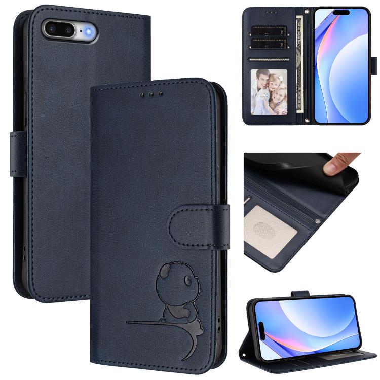 リトルパンダ型押し RFID レザー製スマホケース ストラップ付き、iPhone 11 Pro Max用、iPhone 11用、iPhone 11 Pro用、iPhone X / XS用、iPhone XR用、iPhone XS Max用、iPhone 8 Plus / 7 Plus用