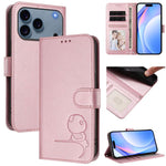 Litter Panda エンボス加工 RFID レザー電話ケース ストラップ付き、iPhone 17e / 16e 用、iPhone 17 Pro Max 用、iPhone 17 Pro 用、iPhone 17 用、iPhone Air 用、iPhone 16 Pro Max 用、iPhone 16 Pro 用、iPhone 16 Plus 用