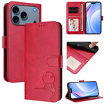 Litter Panda エンボス加工 RFID レザー電話ケース ストラップ付き、iPhone 17e / 16e 用、iPhone 17 Pro Max 用、iPhone 17 Pro 用、iPhone 17 用、iPhone Air 用、iPhone 16 Pro Max 用、iPhone 16 Pro 用、iPhone 16 Plus 用