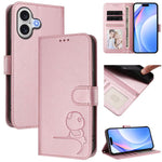 Litter Panda エンボス加工 RFID レザー電話ケース ストラップ付き、iPhone 17e / 16e 用、iPhone 17 Pro Max 用、iPhone 17 Pro 用、iPhone 17 用、iPhone Air 用、iPhone 16 Pro Max 用、iPhone 16 Pro 用、iPhone 16 Plus 用
