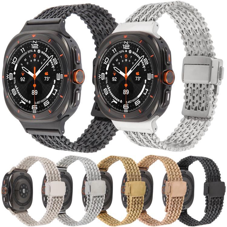 マグネティックスナップクラスプスチールメッシュメタルウォッチバンド、Samsung Galaxy Watch Ultra 47mm / Ultra 2025用