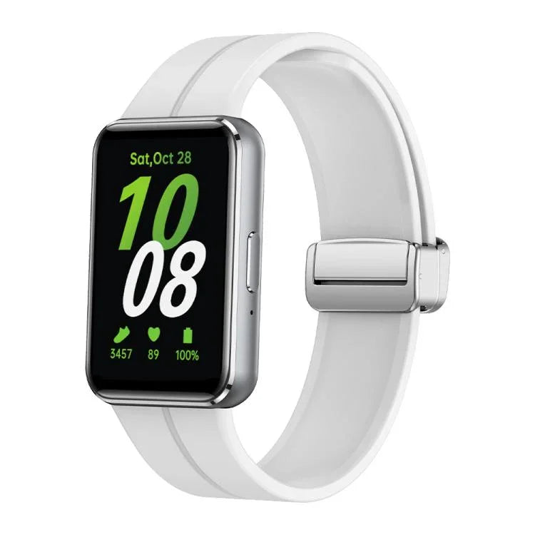マグネット折りたたみシルバーバックル シリコンウォッチバンド、Samsung Galaxy Fit 3用