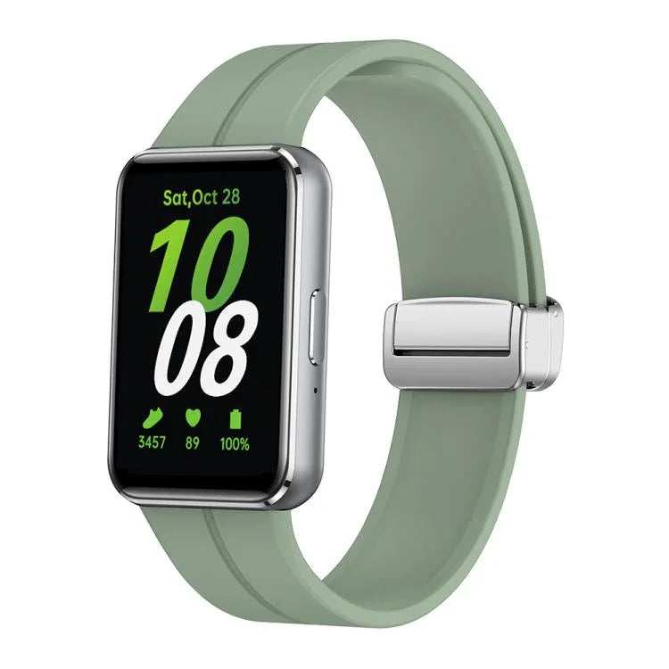 マグネット折りたたみシルバーバックル シリコンウォッチバンド、Samsung Galaxy Fit 3用
