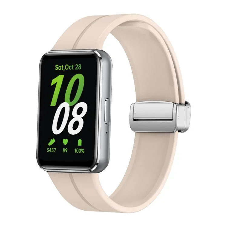 マグネット折りたたみシルバーバックル シリコンウォッチバンド、Samsung Galaxy Fit 3用