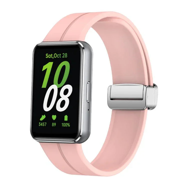 マグネット折りたたみシルバーバックル シリコンウォッチバンド、Samsung Galaxy Fit 3用