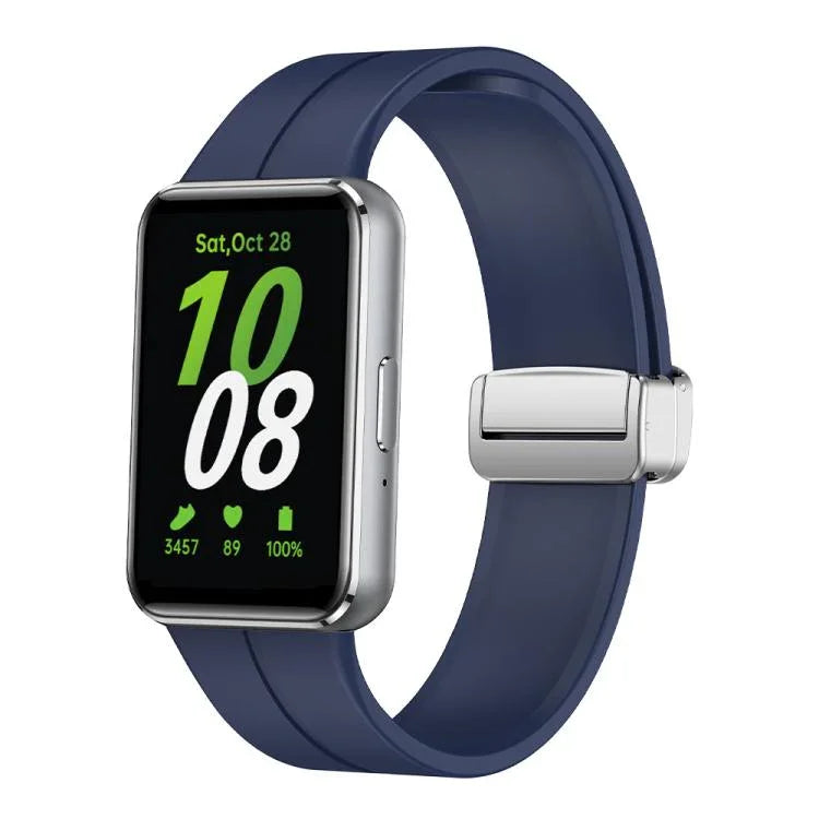 マグネット折りたたみシルバーバックル シリコンウォッチバンド、Samsung Galaxy Fit 3用