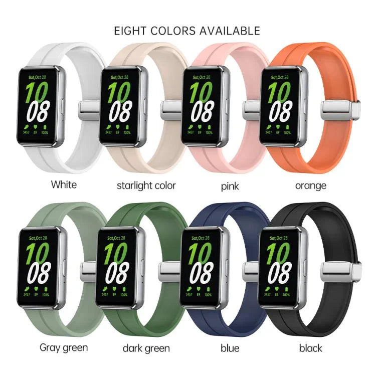 マグネット折りたたみシルバーバックル シリコンウォッチバンド、Samsung Galaxy Fit 3用
