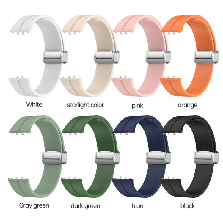 マグネット折りたたみシルバーバックル シリコンウォッチバンド、Samsung Galaxy Fit 3用