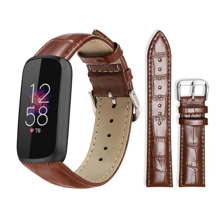 xDfind Bamboo Texture Pin Buckle Leather Watch Band, For Fitbit Charge 6 / 5 18mm, For Fitbit Inspire 3 12mm, For Fitbit Versa 4 / 3 / Sense2 / 1 20mm, For Fitbit Luxe / Special Edition 12mm, For Fitbit Inspire 2 / Ace 3 14mm                           ...