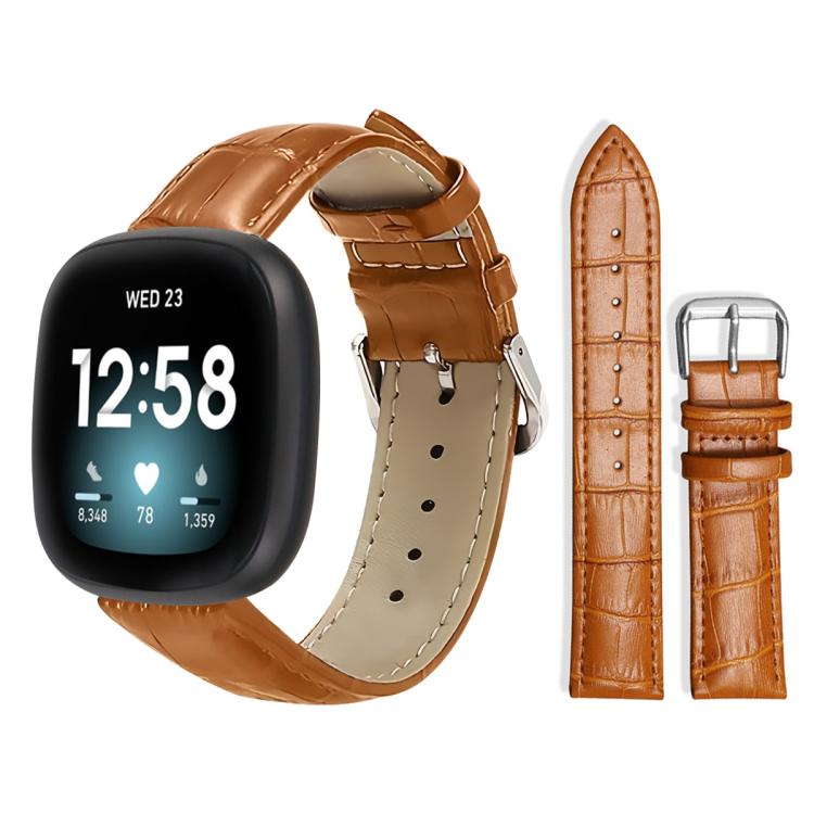 xDfind Bamboo Texture Pin Buckle Leather Watch Band, For Fitbit Charge 6 / 5 18mm, For Fitbit Inspire 3 12mm, For Fitbit Versa 4 / 3 / Sense2 / 1 20mm, For Fitbit Luxe / Special Edition 12mm, For Fitbit Inspire 2 / Ace 3 14mm                           ...