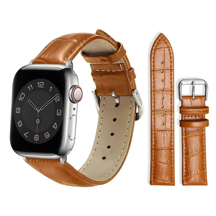 xDfind 竹目ピンバックルレザーウォッチバンド、Apple Watch 42 / 44 / 45 / 46 / 49mm用、Apple Watch 38 / 40 / 41 / S10 42mm用
