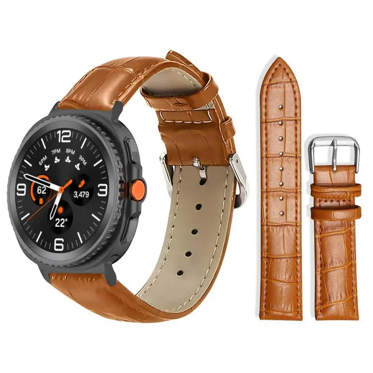 xDfind 竹目調ピンバックルレザーウォッチバンド、Samsung Galaxy Watch Ultra / Ultra 2025 22mm用、Samsung Galaxy Watch8 / Watch8 Classic 22mm用、Samsung Galaxy Watch7 / FE / 6 / 5 / 4 20mm用、Samsung Galaxy Fit3 SM-R390 20mm用