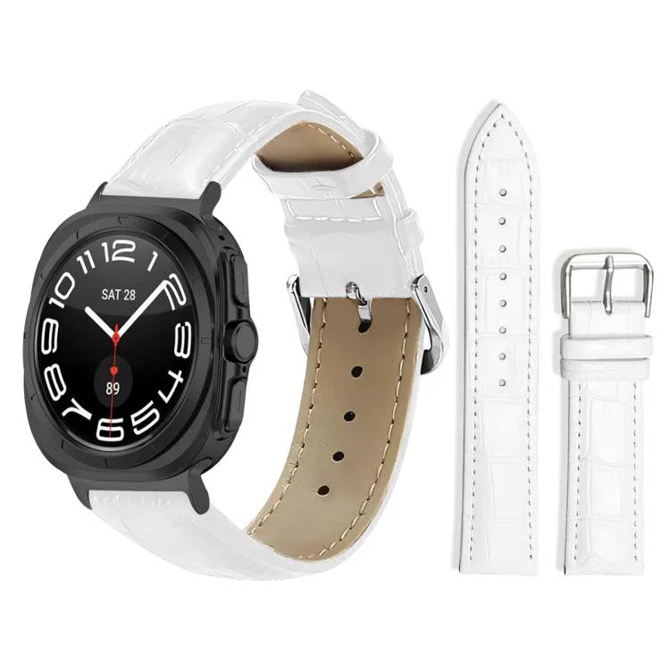 xDfind 竹目調ピンバックルレザーウォッチバンド、Samsung Galaxy Watch Ultra / Ultra 2025 22mm用、Samsung Galaxy Watch8 / Watch8 Classic 22mm用、Samsung Galaxy Watch7 / FE / 6 / 5 / 4 20mm用、Samsung Galaxy Fit3 SM-R390 20mm用