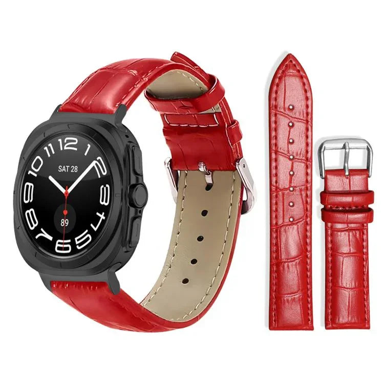 xDfind 竹目調ピンバックルレザーウォッチバンド、Samsung Galaxy Watch Ultra / Ultra 2025 22mm用、Samsung Galaxy Watch8 / Watch8 Classic 22mm用、Samsung Galaxy Watch7 / FE / 6 / 5 / 4 20mm用、Samsung Galaxy Fit3 SM-R390 20mm用
