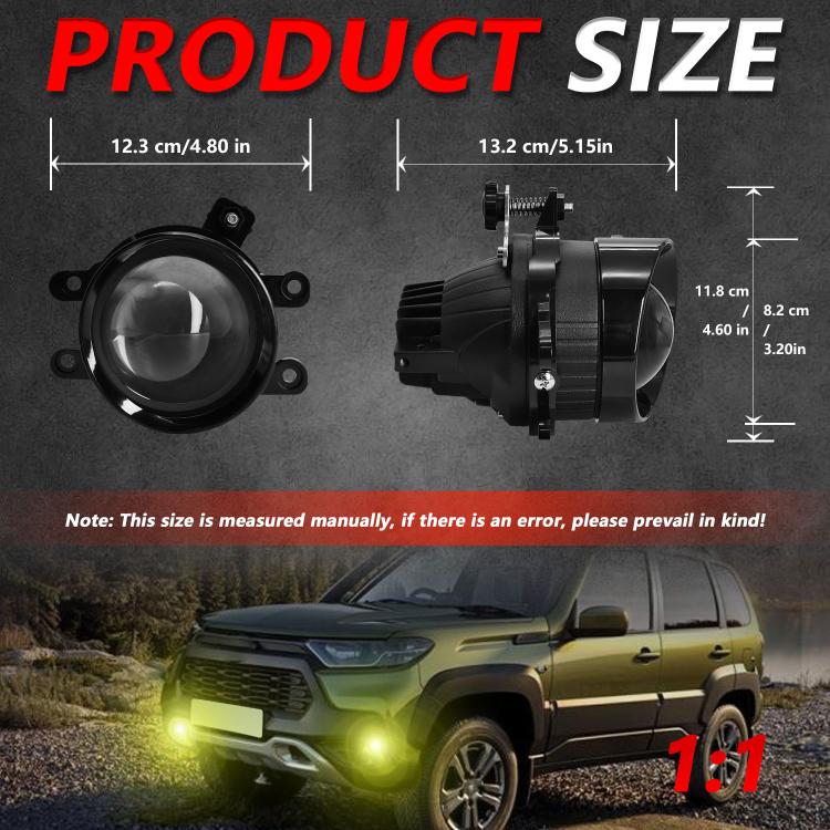 T12 2pcs/Pack 55W 3 inch High Power Dual Lens Fog Light Oblique Style for Toyota, T12 Left Driver, T12 Right Driver
