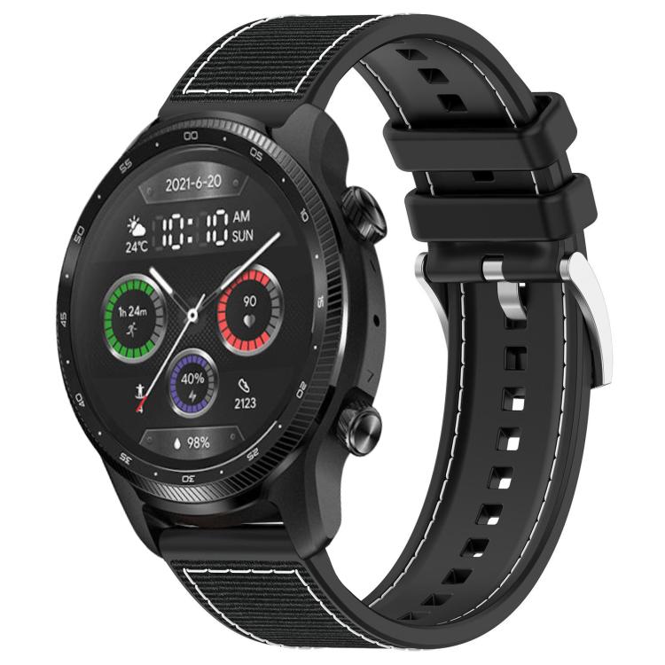 xDfind Hybrid Nylon Braid Silicone Watch Band, 20mm For Ticwatch GTH / E3 / E / 2, 22mm For Ticwatch Pro X / Pro 3 / Pro