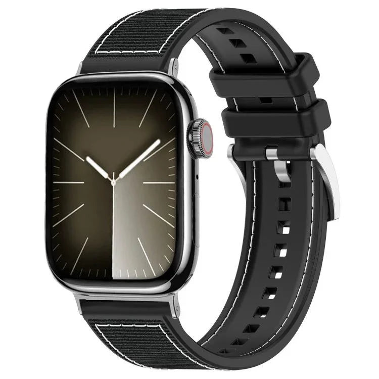 xDfind ハイブリッドナイロン編みシリコンウォッチバンド、Apple Watch 42 / 44 / 45 / 46 / 49mm 22mm用、Apple Watch 38 / 40 / 41 / S10 42mm 20mm用