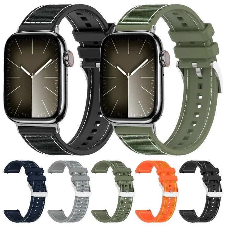 xDfind ハイブリッドナイロン編みシリコンウォッチバンド、Apple Watch 42 / 44 / 45 / 46 / 49mm 22mm用、Apple Watch 38 / 40 / 41 / S10 42mm 20mm用
