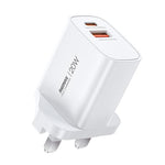 REMAX U187-AC 20W USBおよびType-C GaN急速充電器、EUプラグ、UKプラグ