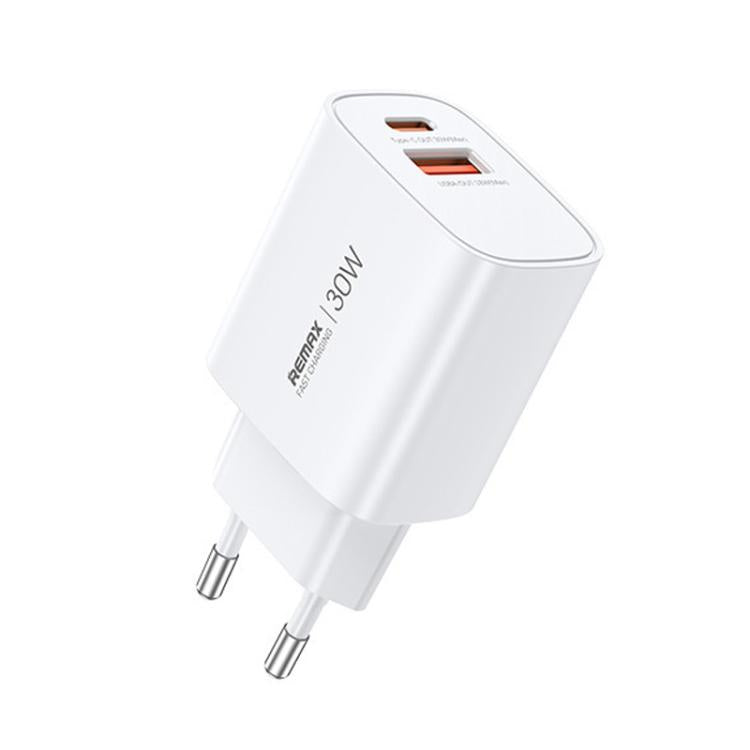REMAX U187 30W USBおよびType-C GaN急速充電器、EUプラグ、UKプラグ