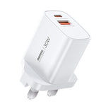 REMAX U187 30W USBおよびType-C GaN急速充電器、EUプラグ、UKプラグ