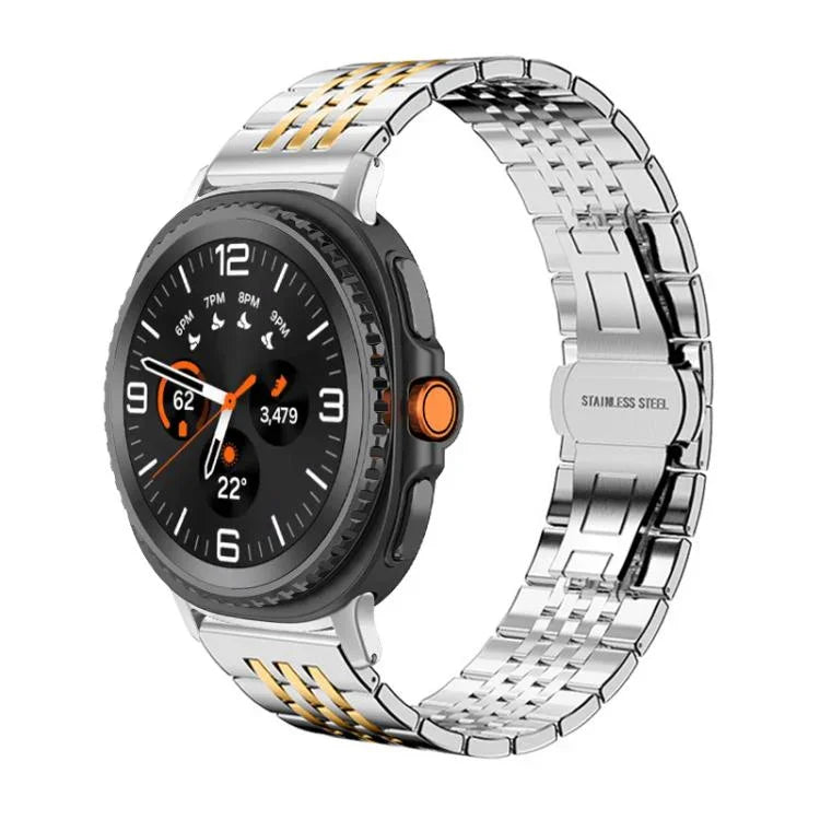 xDfind 七珠無垢ステンレススチールウォッチバンド、Samsung Galaxy Watch Ultra / Ultra 2025、Samsung Galaxy Watch8 / Watch8 Classic、Samsung Galaxy Watch 7 / 6 / 5 / FE、Samsung Galaxy Fit3 SM-R390用