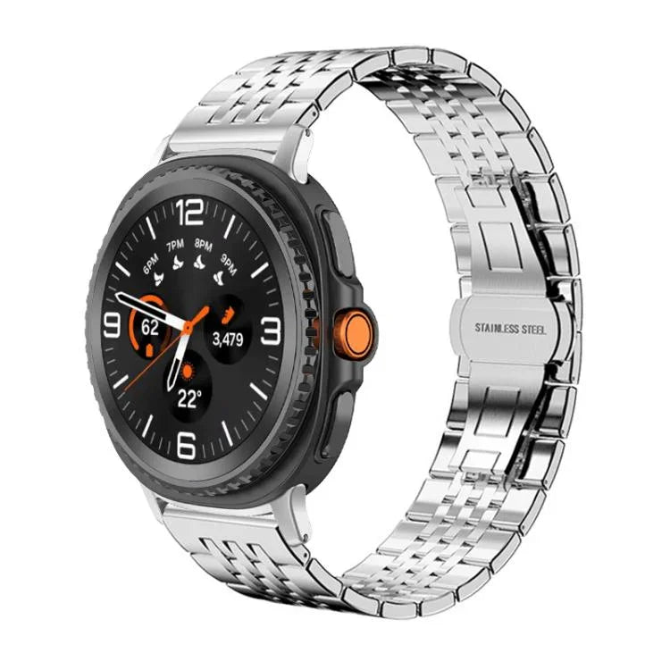 xDfind 七珠無垢ステンレススチールウォッチバンド、Samsung Galaxy Watch Ultra / Ultra 2025、Samsung Galaxy Watch8 / Watch8 Classic、Samsung Galaxy Watch 7 / 6 / 5 / FE、Samsung Galaxy Fit3 SM-R390用