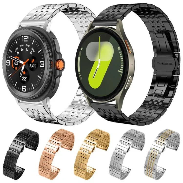 xDfind 七珠無垢ステンレススチールウォッチバンド、Samsung Galaxy Watch Ultra / Ultra 2025、Samsung Galaxy Watch8 / Watch8 Classic、Samsung Galaxy Watch 7 / 6 / 5 / FE、Samsung Galaxy Fit3 SM-R390用