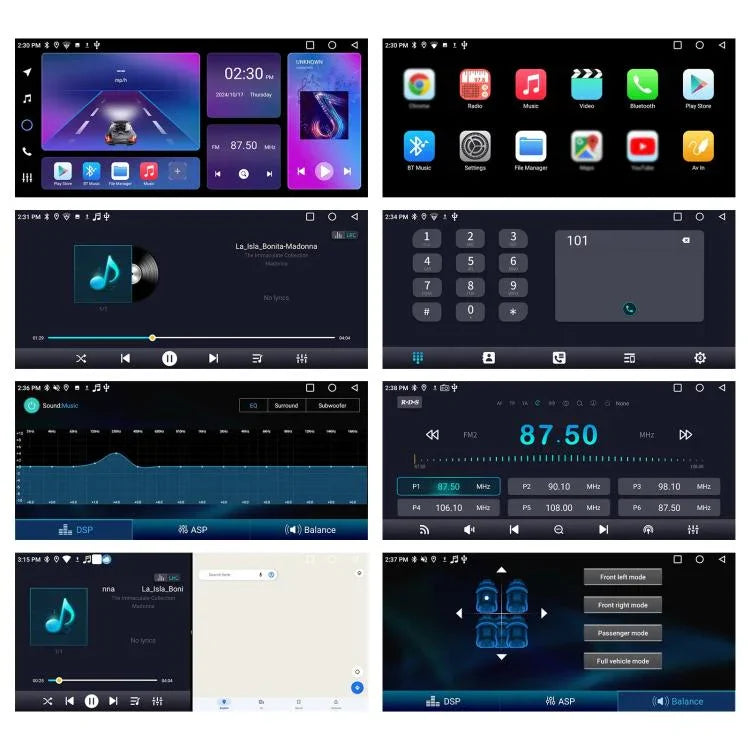 10.36インチスクリーン Android 15 カーCarPlay ナビ統合機 デュアルノブ付き、標準、標準+AHD+マイク