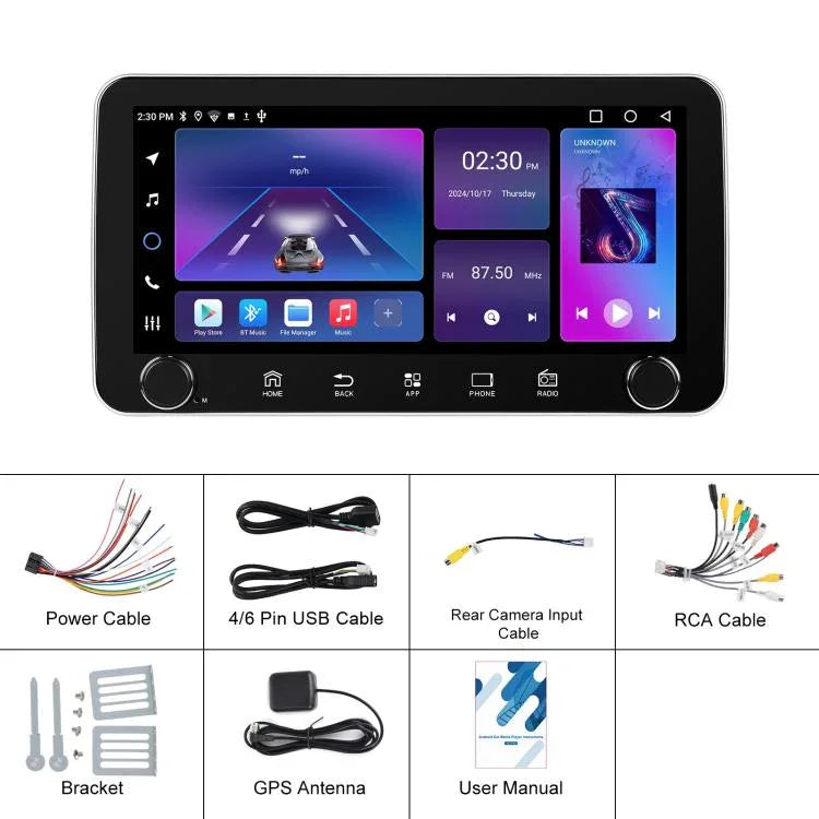 10.36インチスクリーン Android 15 カーCarPlay ナビ統合機 デュアルノブ付き、標準、標準+AHD+マイク