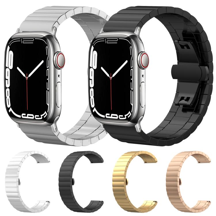 xDfind ワンビーズ竹ソリッドステンレススチールウォッチバンド、Apple Watch 42 / 44 / 45 / 46 / 49mm 22mm用、Apple Watch 38 / 40 / 41 / S10 42mm 20mm用
