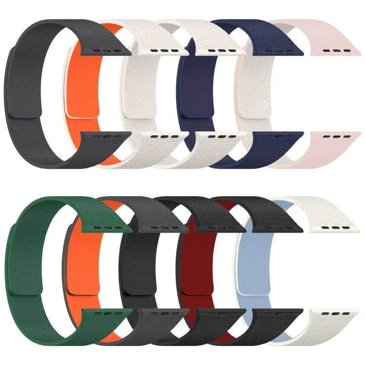xDfind ライチテクスチャーマグネットシリコンウォッチバンド、Apple Watch 42 / 44 / 45 / 46 / 49mm用、Apple Watch 38 / 40 / 41 / S10 42mm用