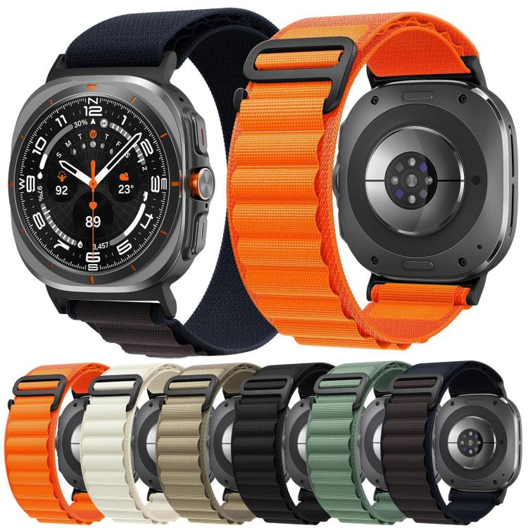 xDfind ブラックバックルループナイロンウォッチバンド、Samsung Galaxy Watch Ultra 47mm / Ultra 2025、Samsung Galaxy Watch8 / 8 Classic用