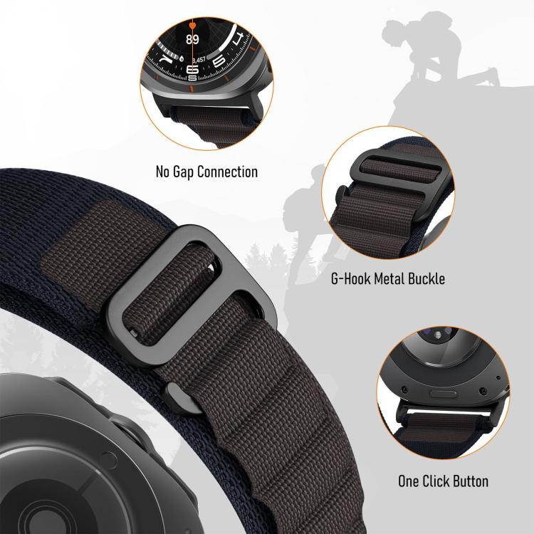 xDfind ブラックバックルループナイロンウォッチバンド、Samsung Galaxy Watch Ultra 47mm / Ultra 2025、Samsung Galaxy Watch8 / 8 Classic用