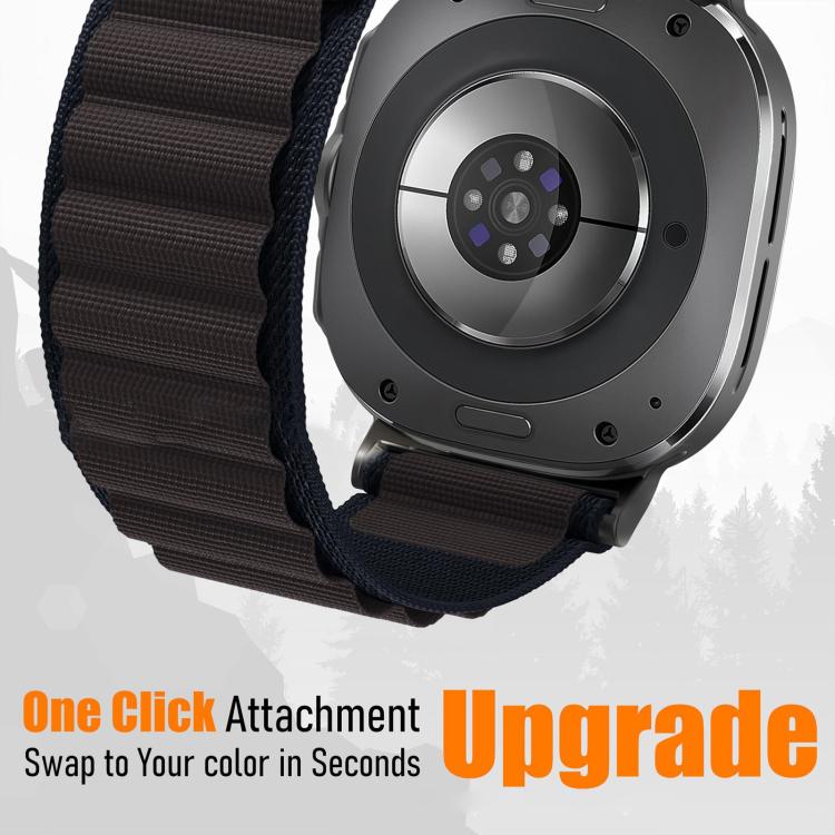 xDfind ブラックバックルループナイロンウォッチバンド、Samsung Galaxy Watch Ultra 47mm / Ultra 2025、Samsung Galaxy Watch8 / 8 Classic用