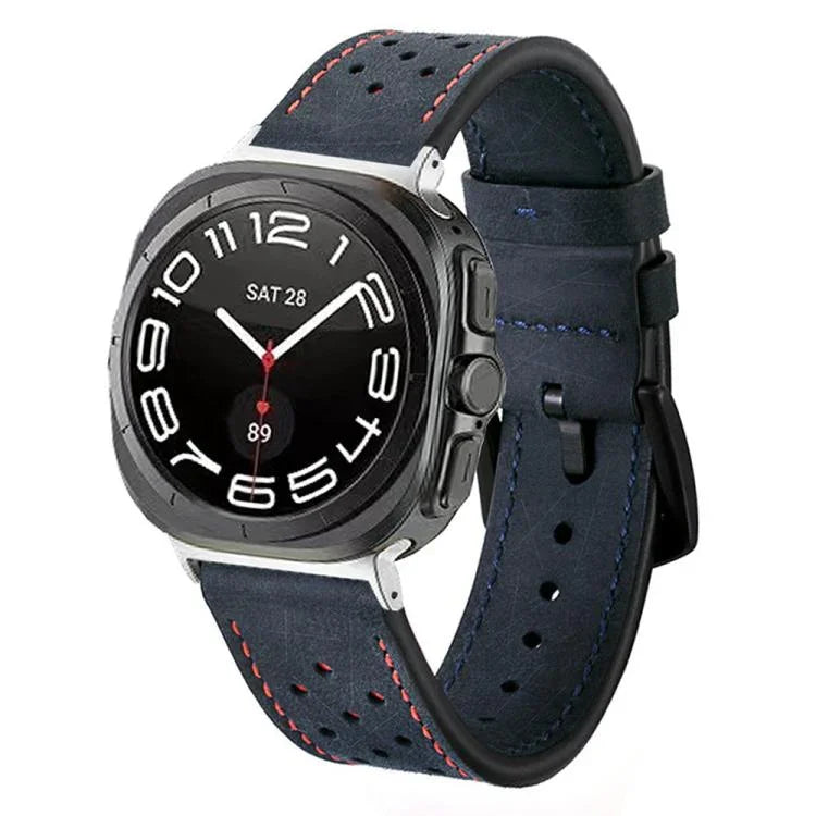 ホールレトロレザーウォッチバンド、Samsung Galaxy Watch Ultra 47mm / Ultra 2025用