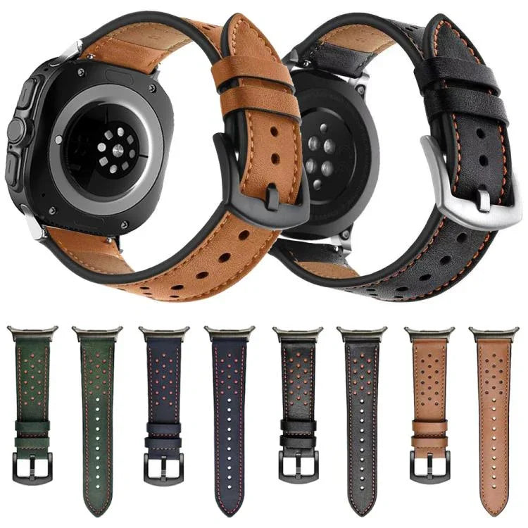 ホールレトロレザーウォッチバンド、Samsung Galaxy Watch Ultra 47mm / Ultra 2025用