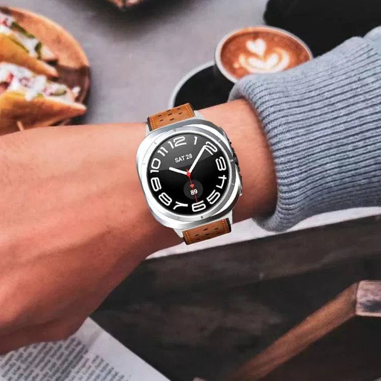 ホールレトロレザーウォッチバンド、Samsung Galaxy Watch Ultra 47mm / Ultra 2025用
