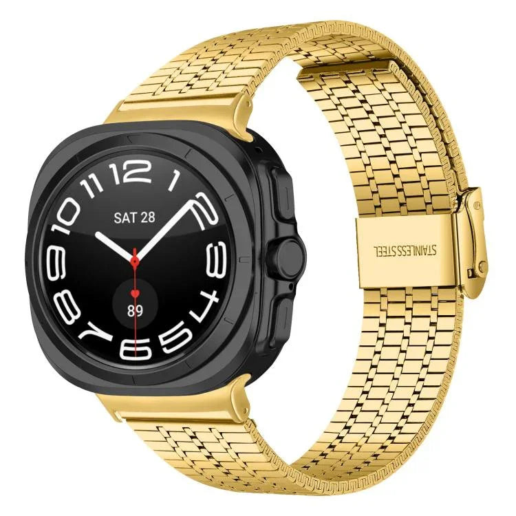 七珠バックルステンレススチールウォッチバンド、Samsung Galaxy Watch Ultra 47mm / Ultra 2025用