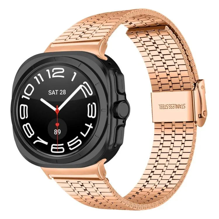 七珠バックルステンレススチールウォッチバンド、Samsung Galaxy Watch Ultra 47mm / Ultra 2025用
