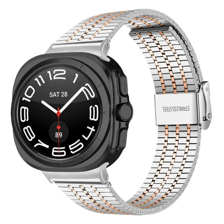 七珠バックルステンレススチールウォッチバンド、Samsung Galaxy Watch Ultra 47mm / Ultra 2025用